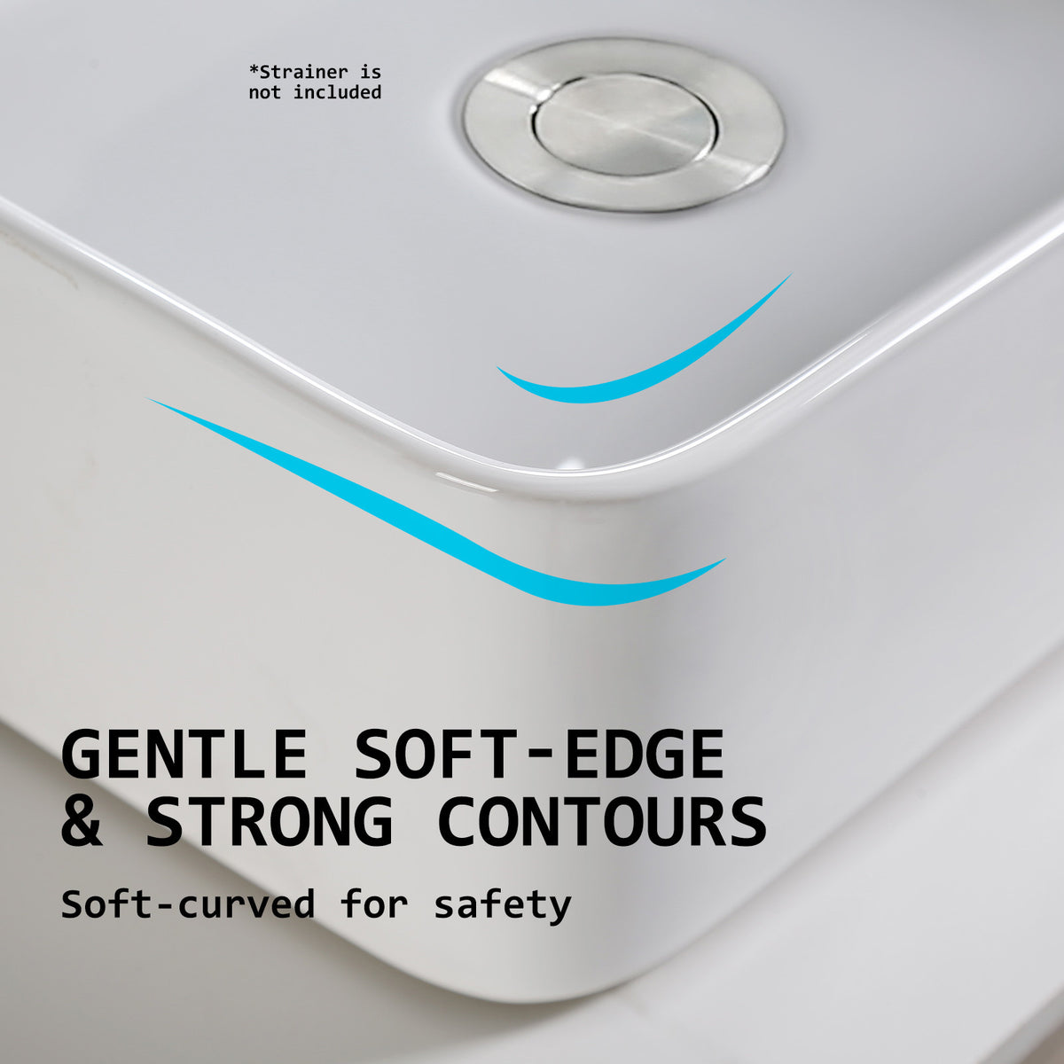 Muriel 42 x 42 x 15cm White Ceramic Bathroom Basin Vanity Sink Square Above Counter Top Mount Bowl - The Hippie House