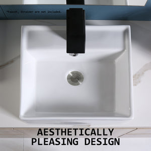 Muriel 42 x 42 x 15cm White Ceramic Bathroom Basin Vanity Sink Square Above Counter Top Mount Bowl - The Hippie House