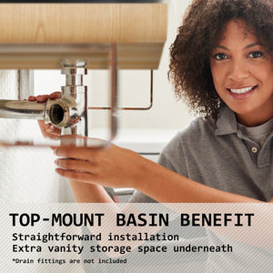 Muriel 42 x 42 x 15cm White Ceramic Bathroom Basin Vanity Sink Square Above Counter Top Mount Bowl - The Hippie House