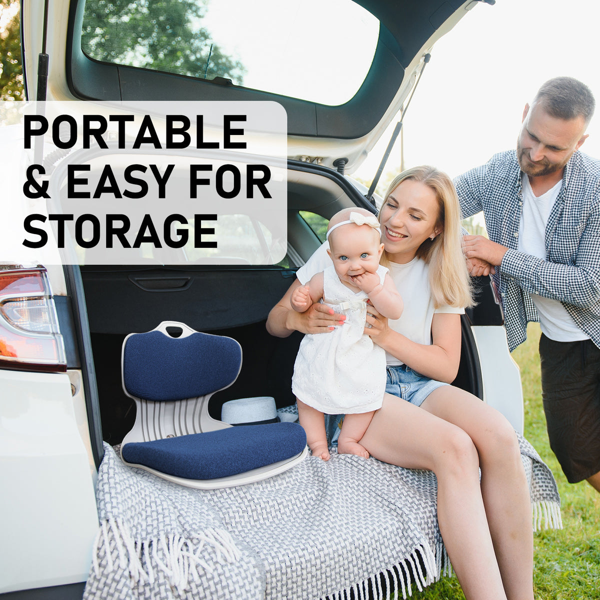 2 Set Blue Slender Chair Posture Correction Seat Floor Lounge Stackable by Samgong