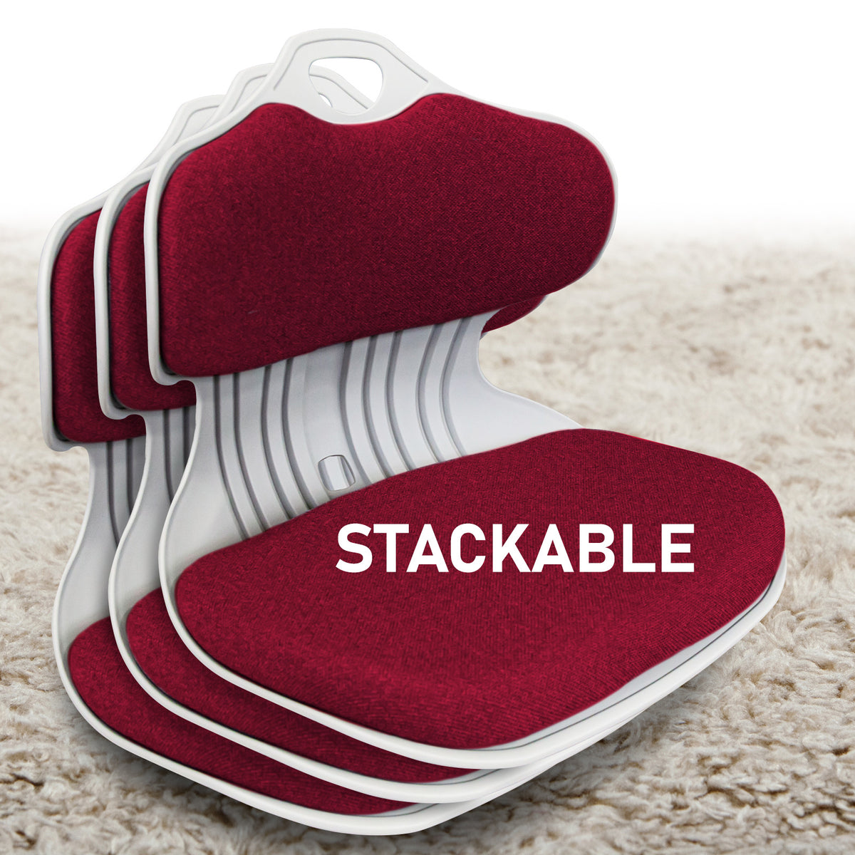 Samgong Red Slender Chair for Posture Correction, Floor Lounge, Stackable