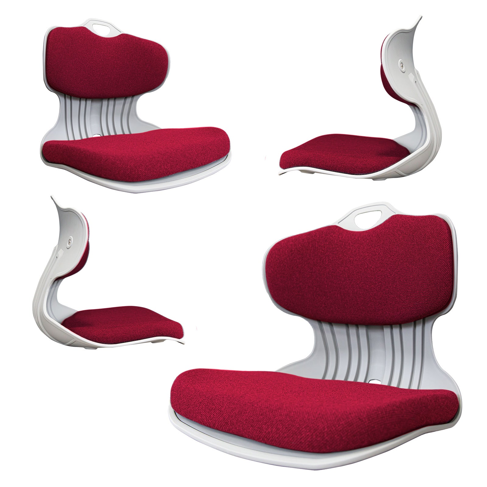 4 Set Red Slender Chairs for Posture Correction, Floor Lounge, Stackable