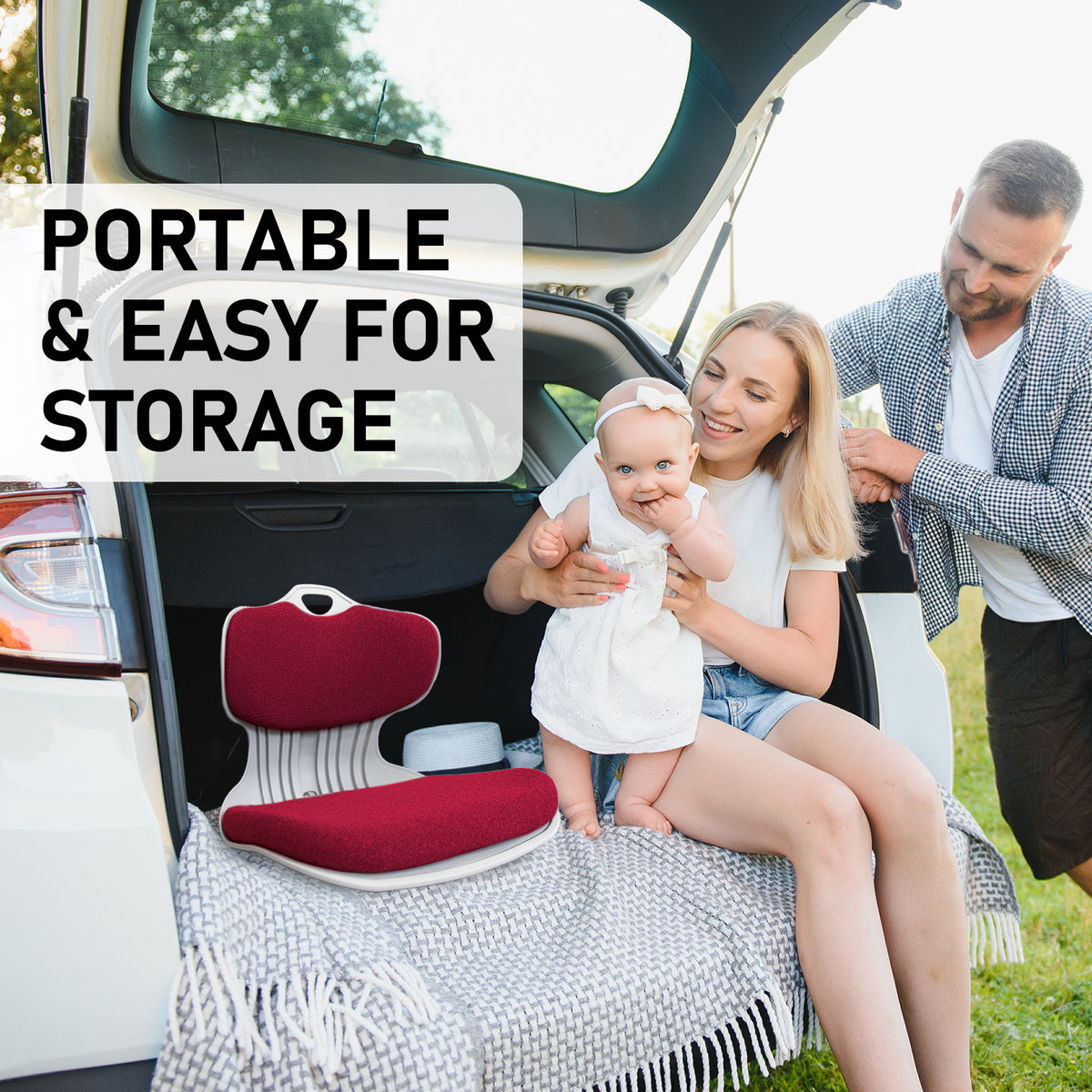 4 Set Red Slender Chairs for Posture Correction, Floor Lounge, Stackable