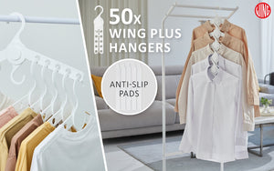 WING 50 Set White Plus Hanger Multiple Clothes Rack Organizer Foldable