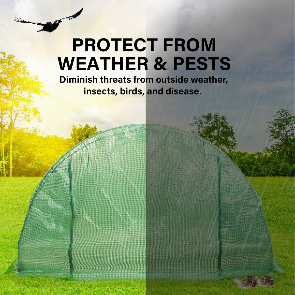 Home Ready Dome Hoop Tunnel Polytunnel 6x3x2M Greenhouse Walk-In Shed PE - The Hippie House