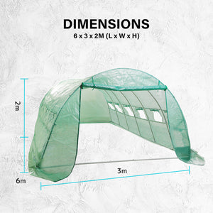 Home Ready Dome Hoop Tunnel Polytunnel 6x3x2M Greenhouse Walk-In Shed PE - The Hippie House