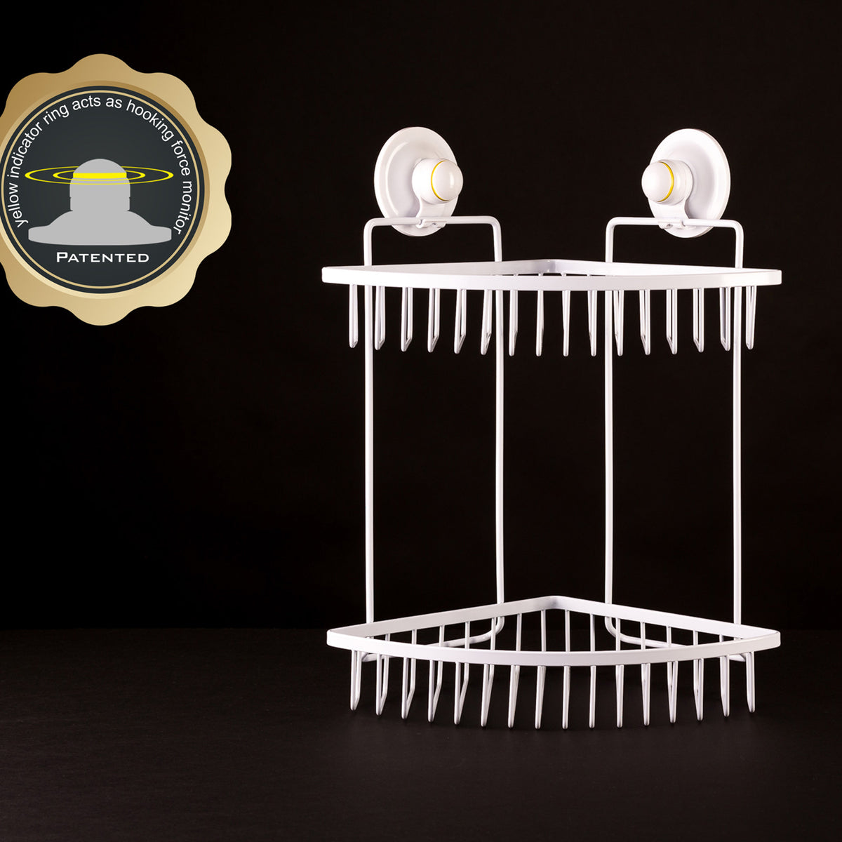 KiahLoc White Double Corner Shelf Removable Suction