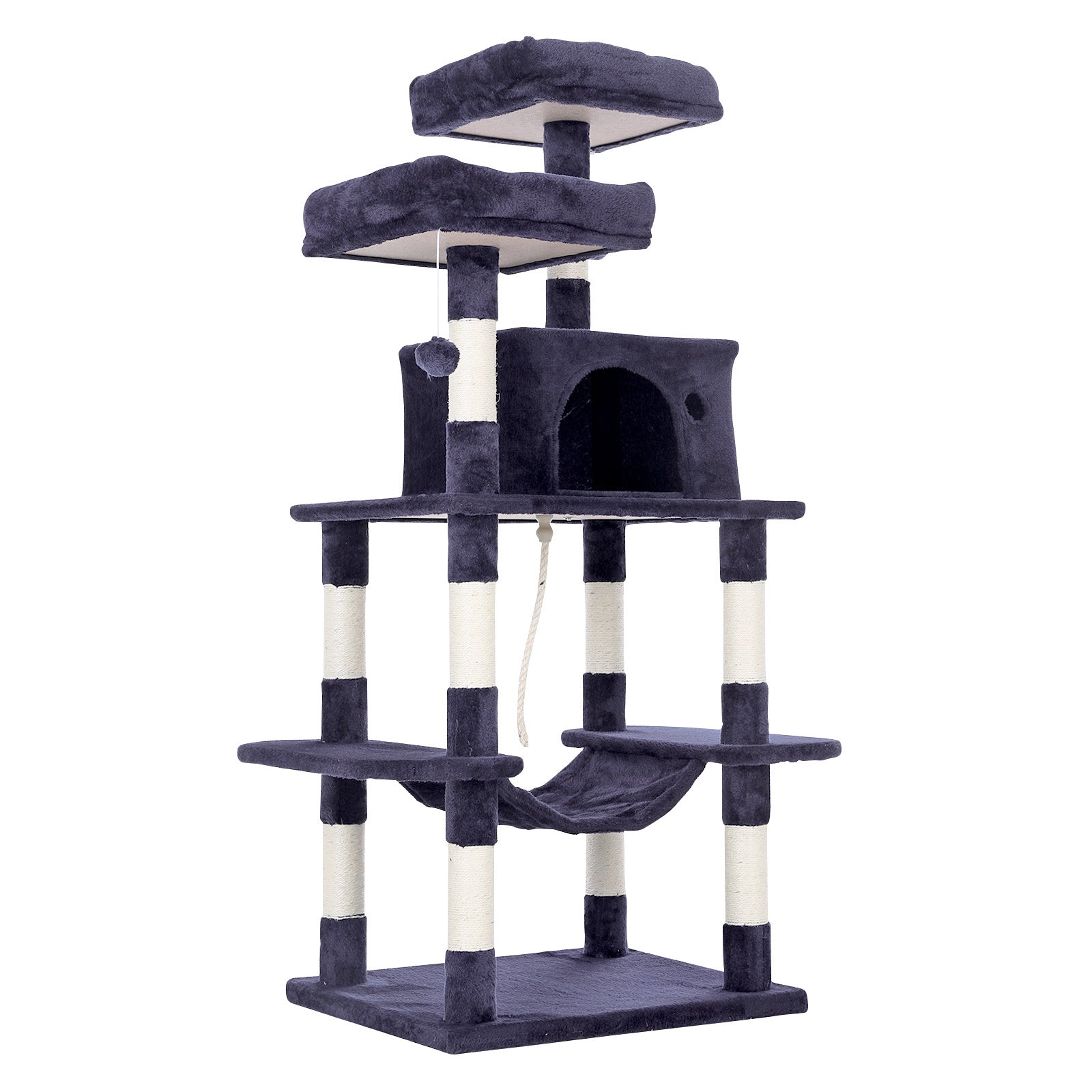 Paw Mate 145cm Grey Cat Tree with Sisal Scratching Post
