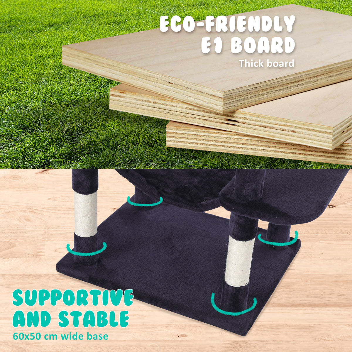 Paw Mate 145cm Grey Cat Tree with Sisal Scratching Post