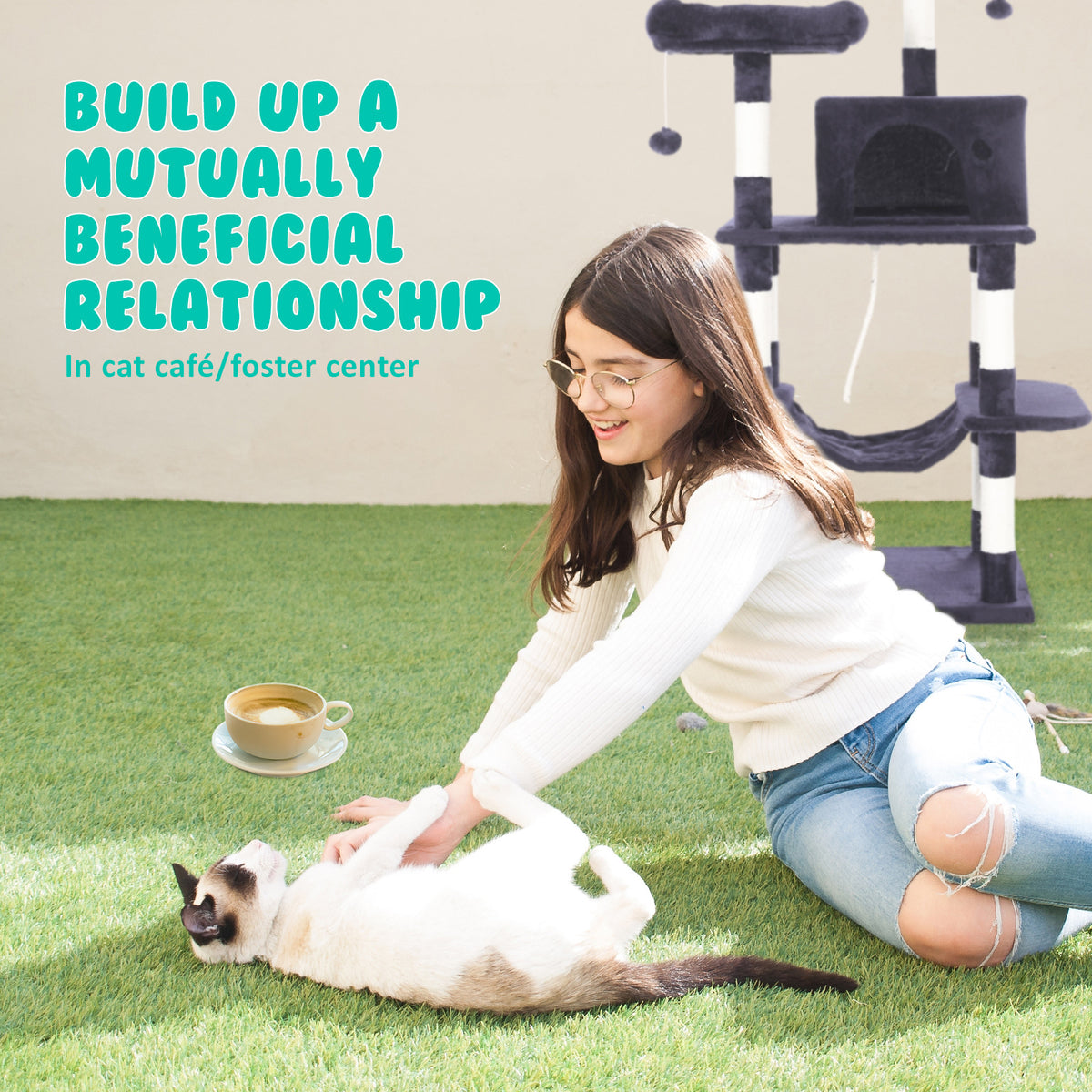 Paw Mate 145cm Grey Cat Tree with Sisal Scratching Post