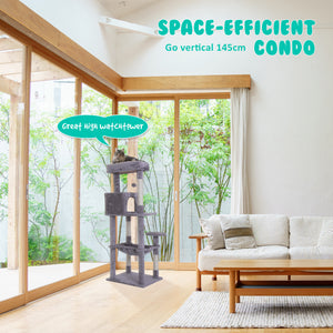 Paw Mate 143cm Grey Cat Tree CATOPIA Sisal Scratching Post