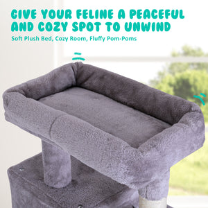 Paw Mate 143cm Grey Cat Tree CATOPIA Sisal Scratching Post