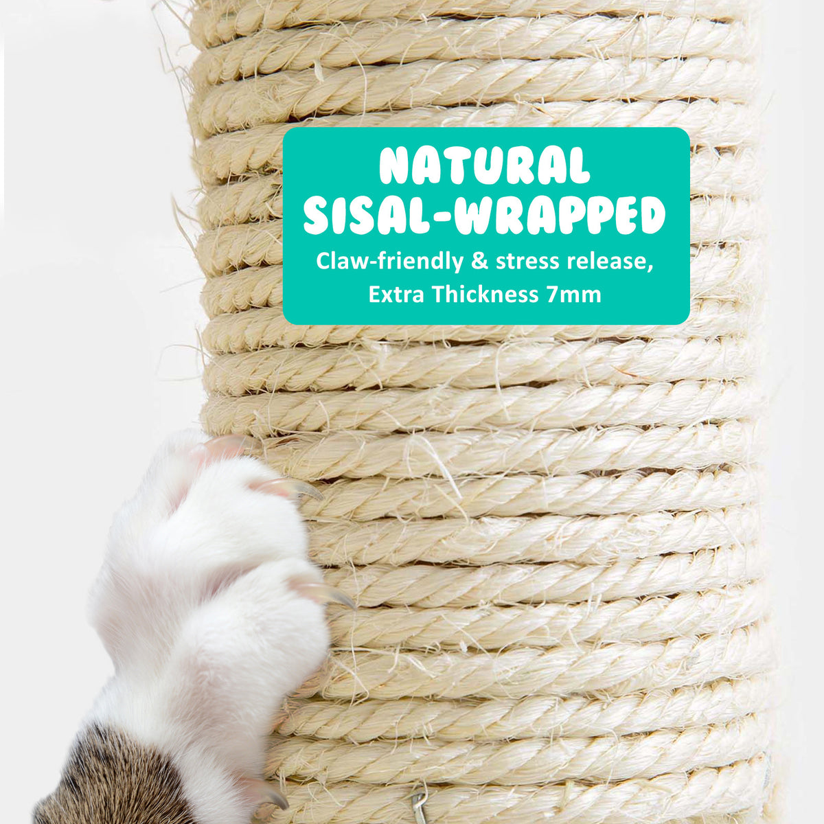 Paw Mate 143cm Grey Cat Tree CATOPIA Sisal Scratching Post