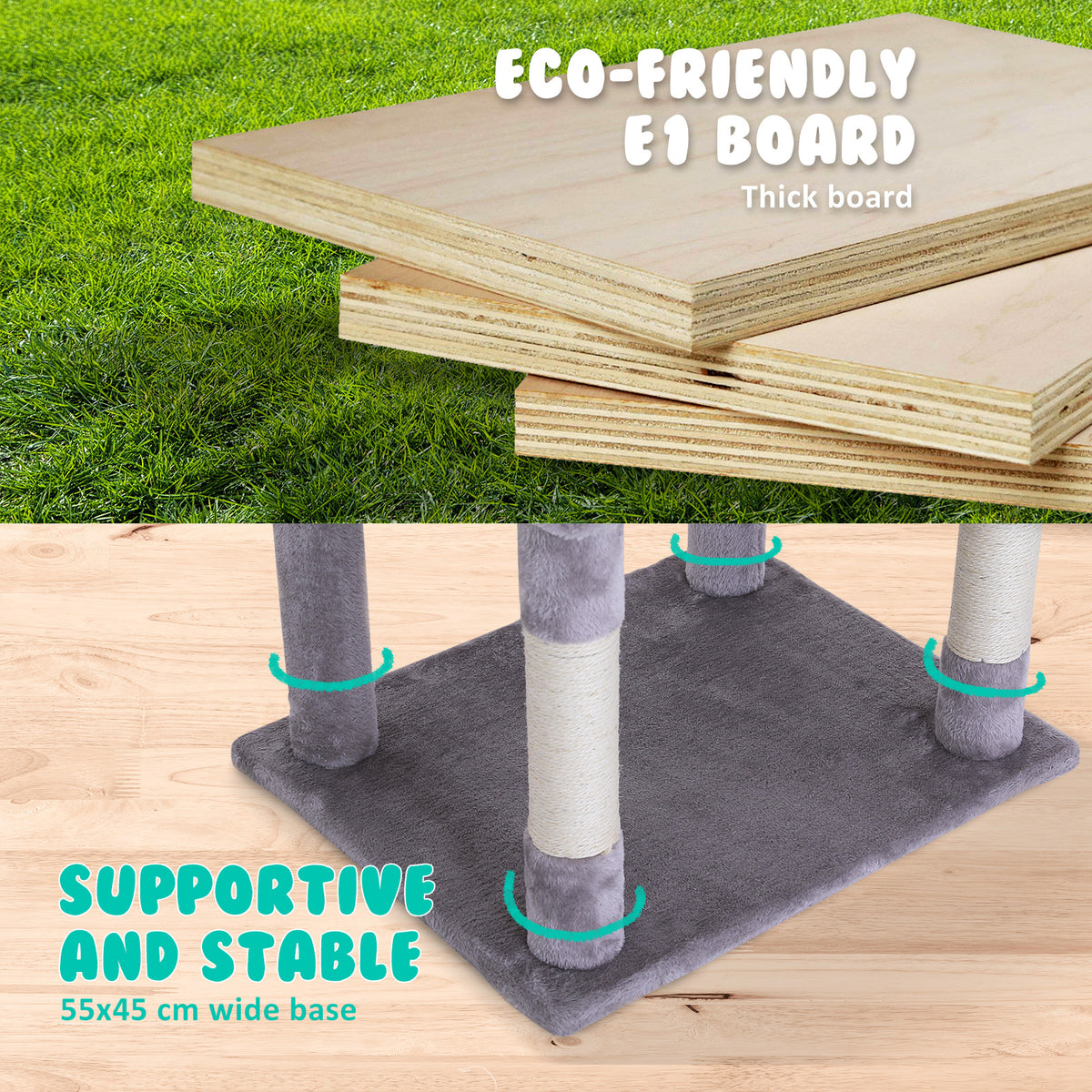 Paw Mate 143cm Grey Cat Tree CATOPIA Sisal Scratching Post