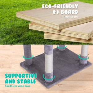 Paw Mate 143cm Grey Cat Tree CATOPIA Sisal Scratching Post