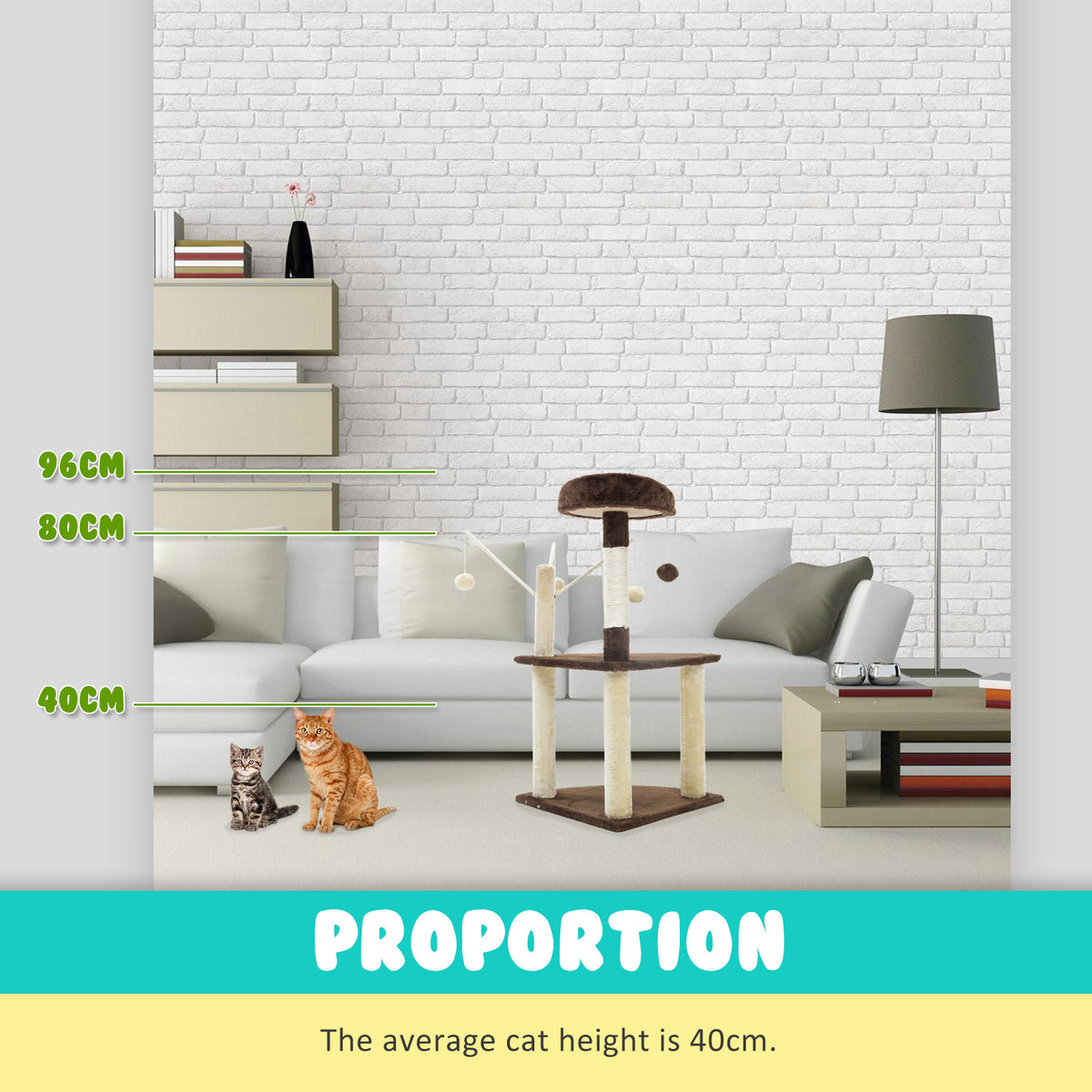 Paw Mate 96cm Brown Cat Tree | Luna Multi-Level Scratcher