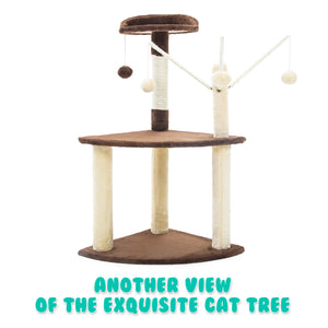 Paw Mate 96cm Brown Cat Tree | Luna Multi-Level Scratcher