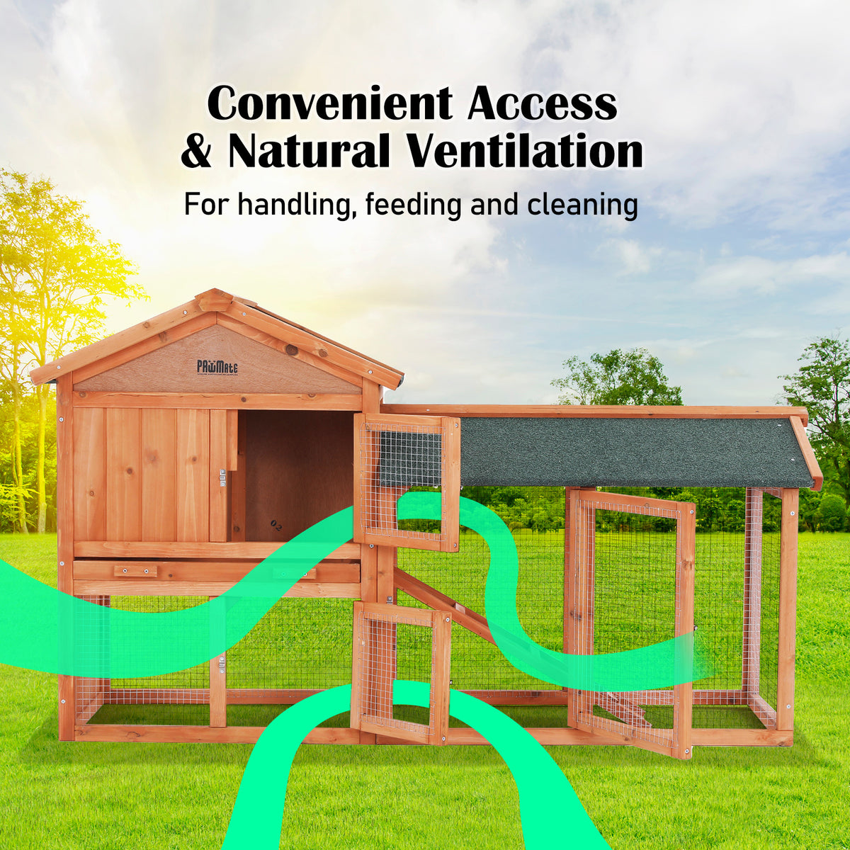 Paw Mate Rabbit Hutch Chicken Coop | 2-Storey Pet Cage Run | 148x44x84.5cm