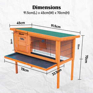 Paw Mate Rabbit Hutch Eden Free Standing Wooden Chicken Guinea Pig Cage - The Hippie House