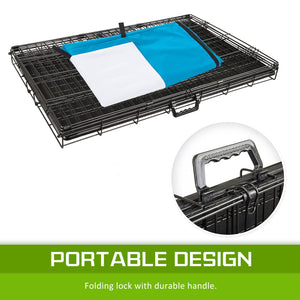 Paw Mate Wire Dog Cage Foldable Crate Kennel 30in with Tray + Blue Cover Combo - The Hippie House