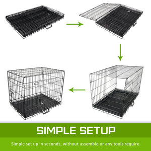 Paw Mate Wire Dog Cage Foldable Crate Kennel 30in with Tray + Blue Cover Combo - The Hippie House