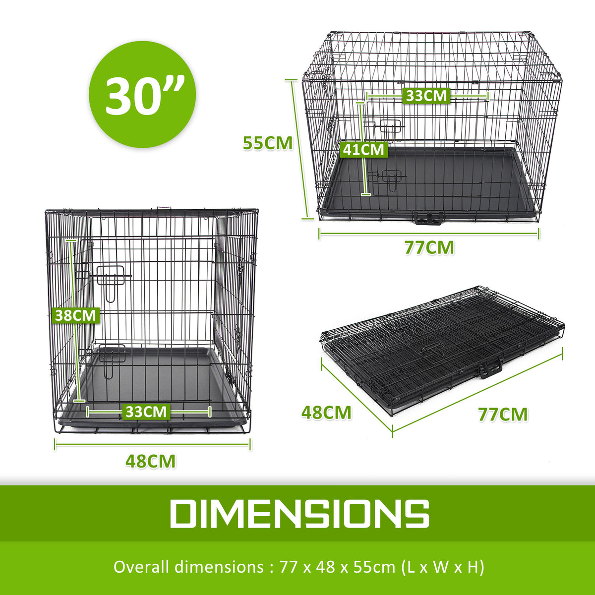 Paw Mate Wire Dog Cage Foldable Crate Kennel 30in with Tray + Blue Cover Combo - The Hippie House