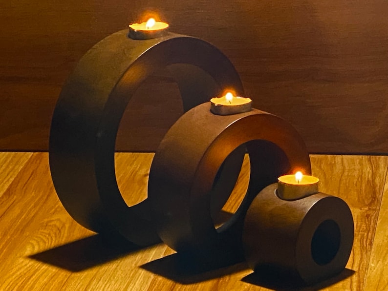Candle Holder Set of 3 - Wooden Design | Stylish Home Decor