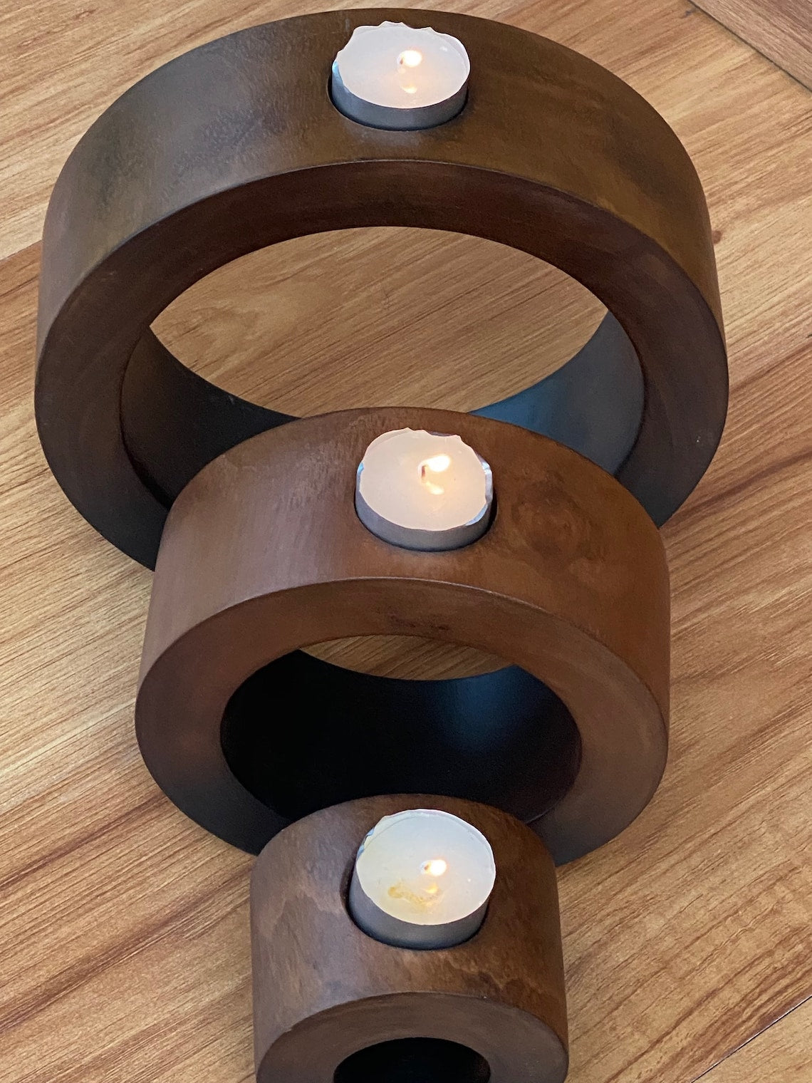 Candle Holder Set of 3 - Wooden Design | Stylish Home Decor