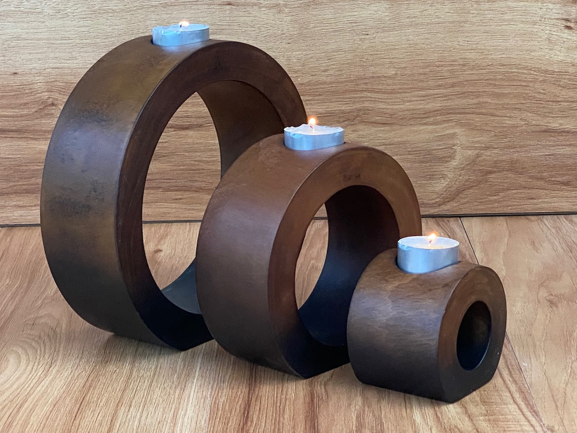 Candle Holder Set of 3 - Wooden Design | Stylish Home Decor