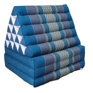 Jumbo Thai Triangle Pillow | Blue | 3-Folds Comfort with Backrest Cushion | 100% Kapok Fibre | JUMBO XXL