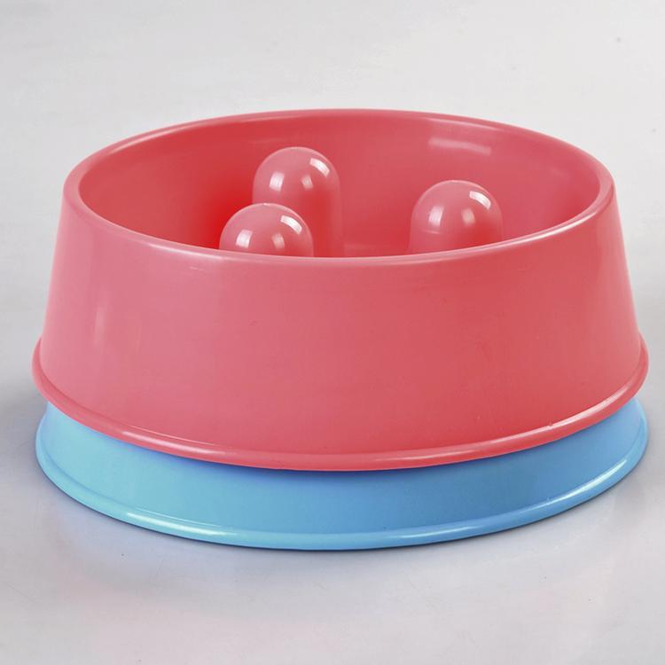 Medium Pet Anti-Gulp Feeder Bowl - Pink | Interactive Slow Food Dish for Dogs and Cats