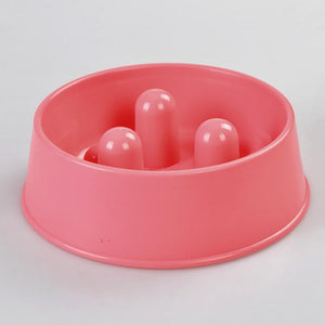 Medium Pet Anti-Gulp Feeder Bowl - Pink | Interactive Slow Food Dish for Dogs and Cats