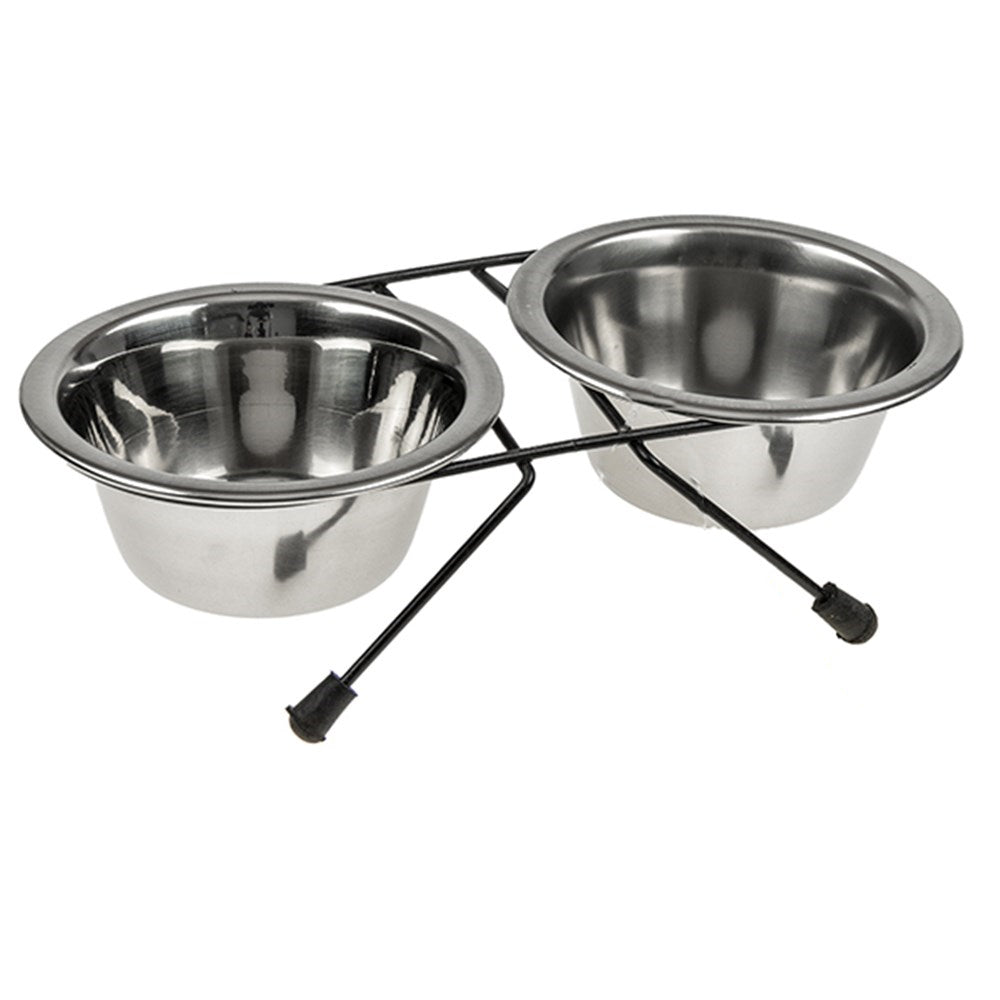 2 x Sets Small Portable Dog Cat Steel Pet Bowl | Water Bowls Feeder