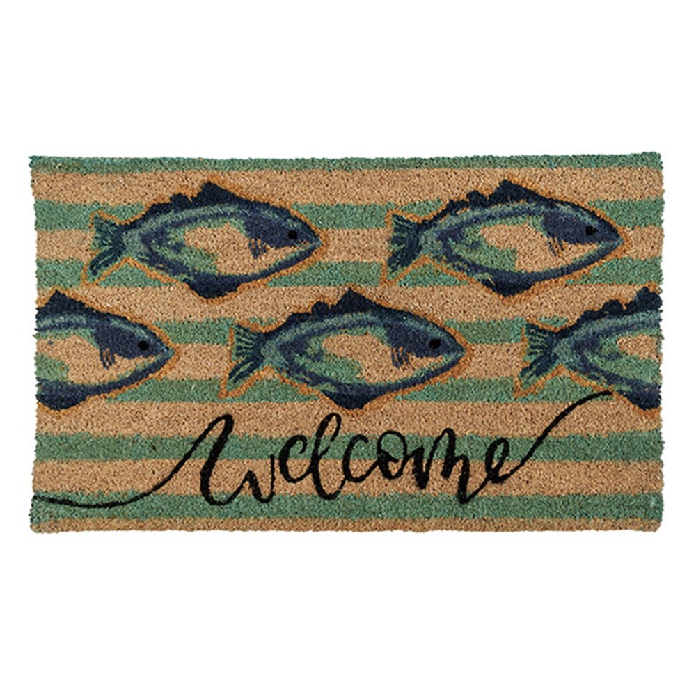 2 x Doormat for Front Door Entryway Cursive Natural Coconut Coir Floor mat | Outdoor