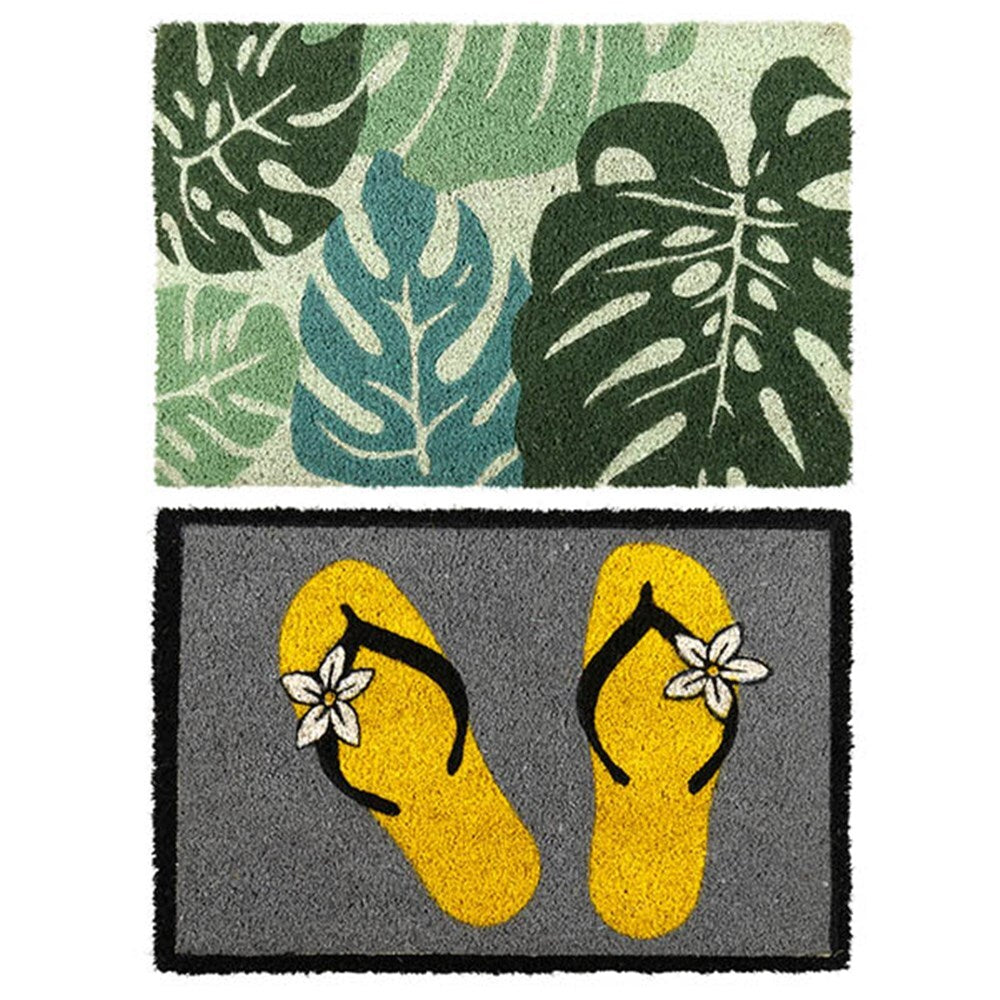 2 x Doormat for Front Door Entryway Cursive Natural Coconut Coir Floor mat | Outdoor | 40x60cm