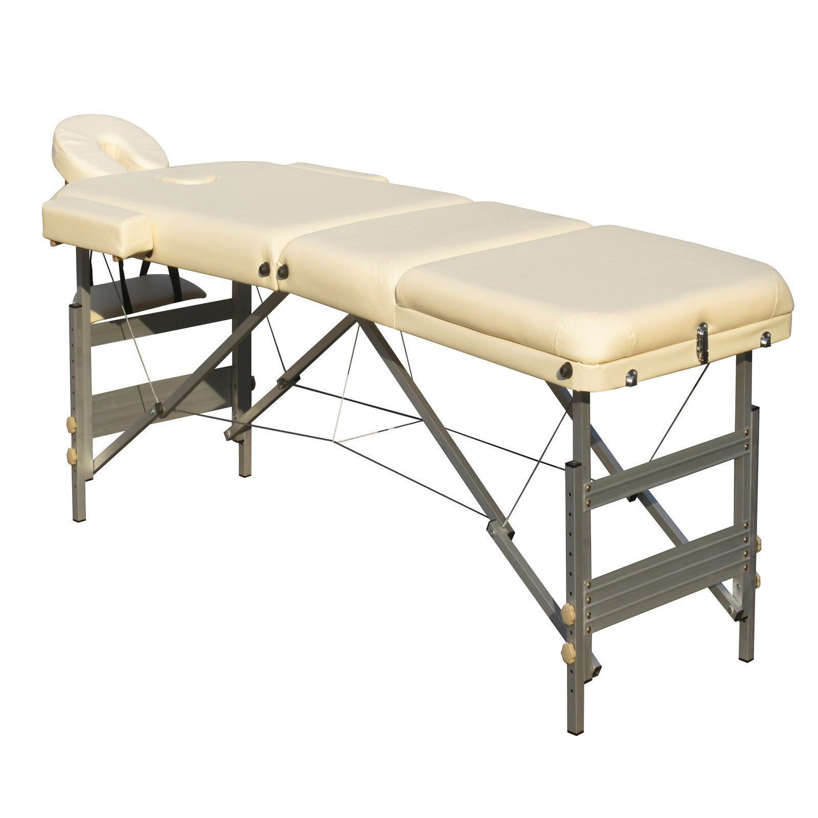 Portable Aluminium Massage Table with 3 Folds | Beauty Therapy Bed | Beige