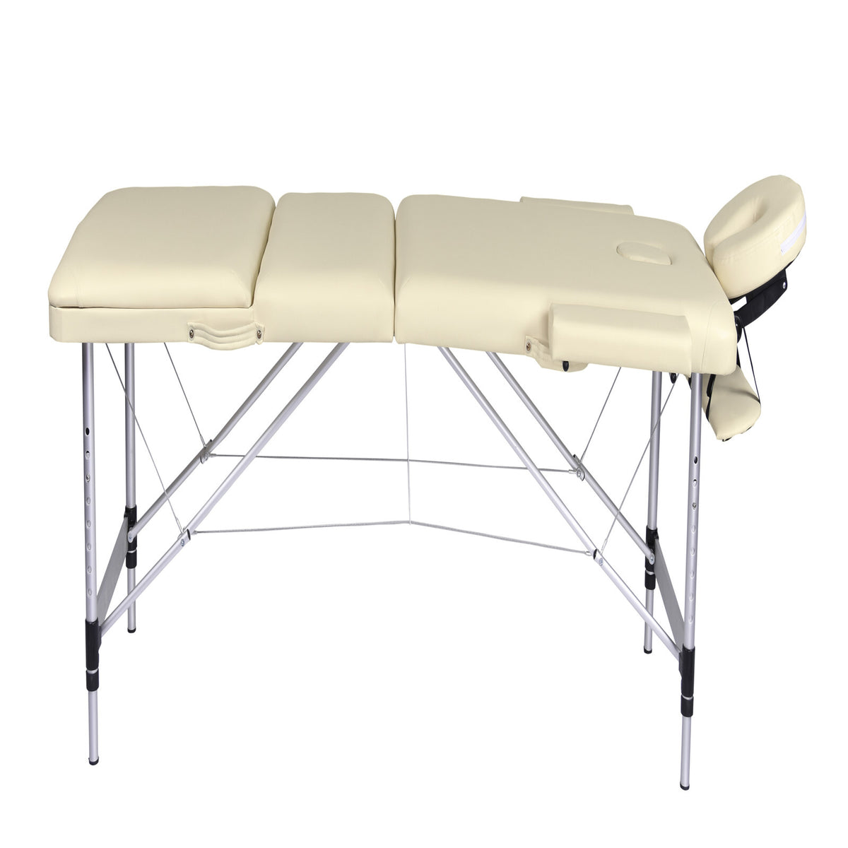 Portable Aluminium Massage Table with 3 Folds | Beauty Therapy Bed | Beige