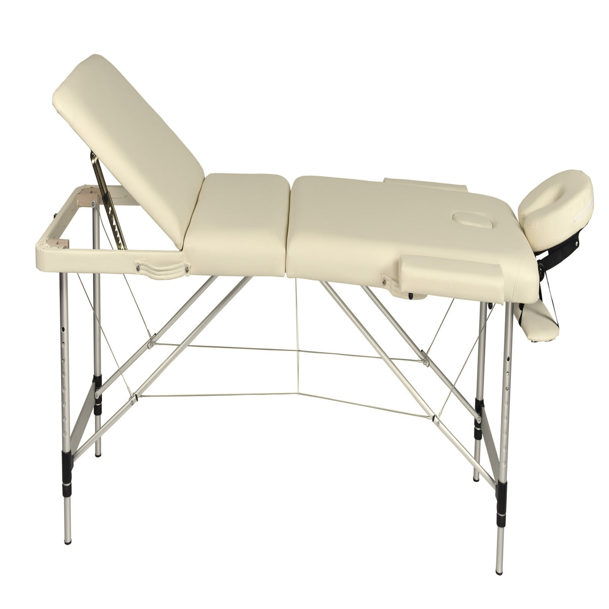 Portable Aluminium Massage Table with 3 Folds | Beauty Therapy Bed | Beige