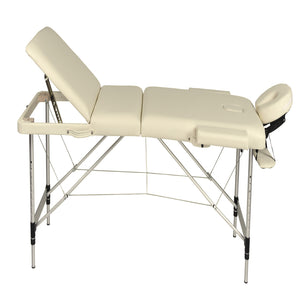 Portable Aluminium Massage Table with 3 Folds | Beauty Therapy Bed | Beige