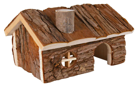 Wooden Hamster House with Chimney | Cozy Hideout for Small Pets