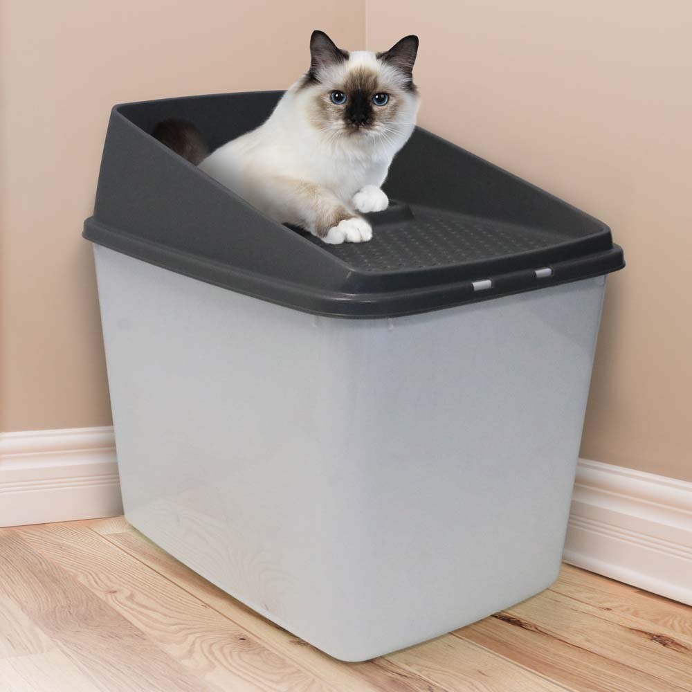 XL Top Entry Cat Litter Box | No Mess Enclosed Kitty Tray