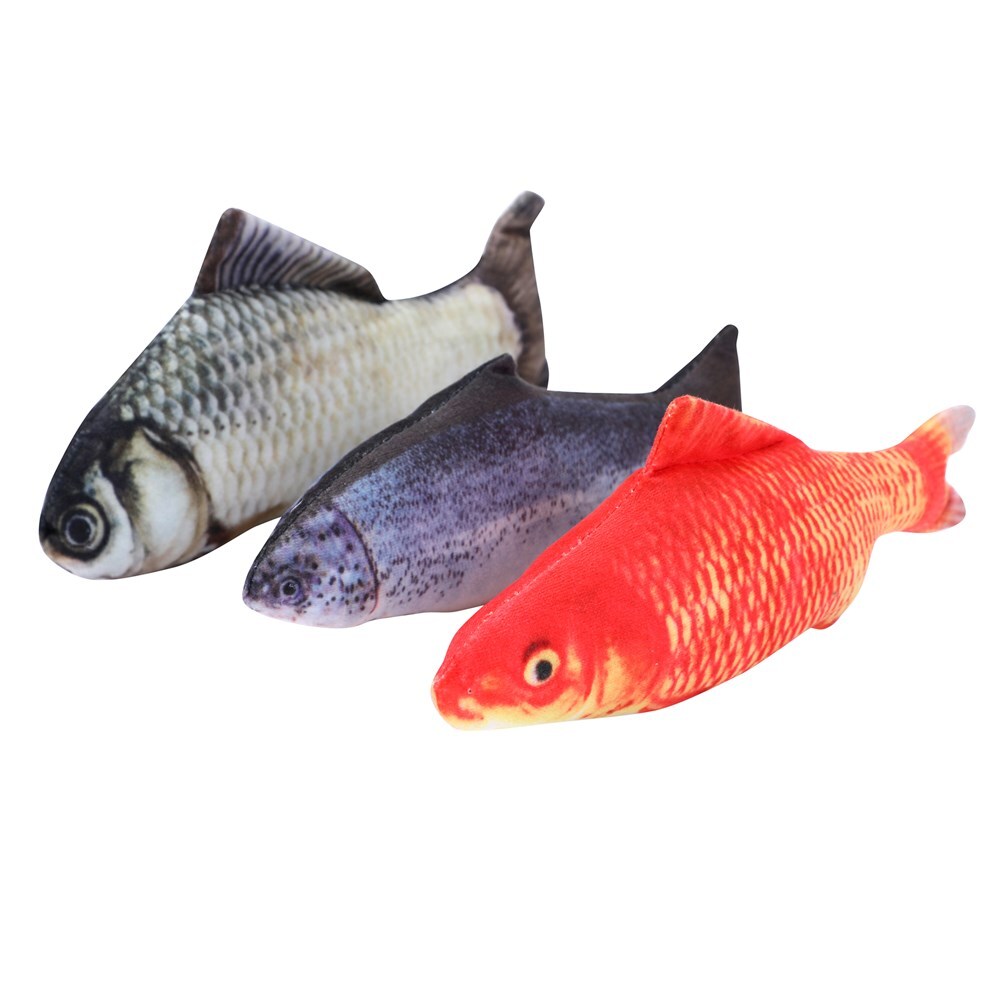Real Fish Printed Catnip Toys | Set of 3 | 20 cm Size