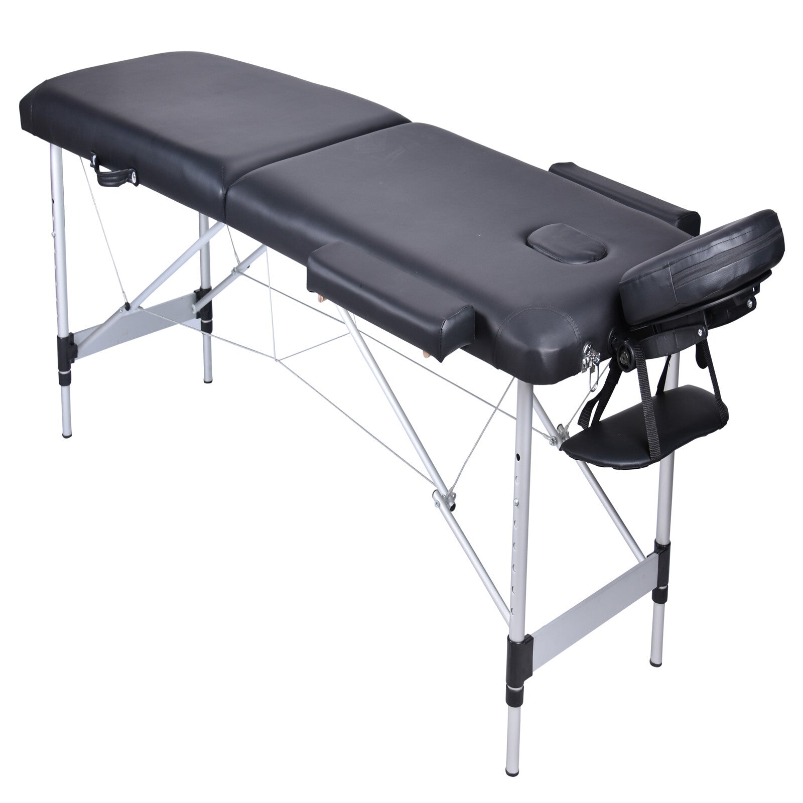 2-Fold Portable Massage Table - Aluminium - Black