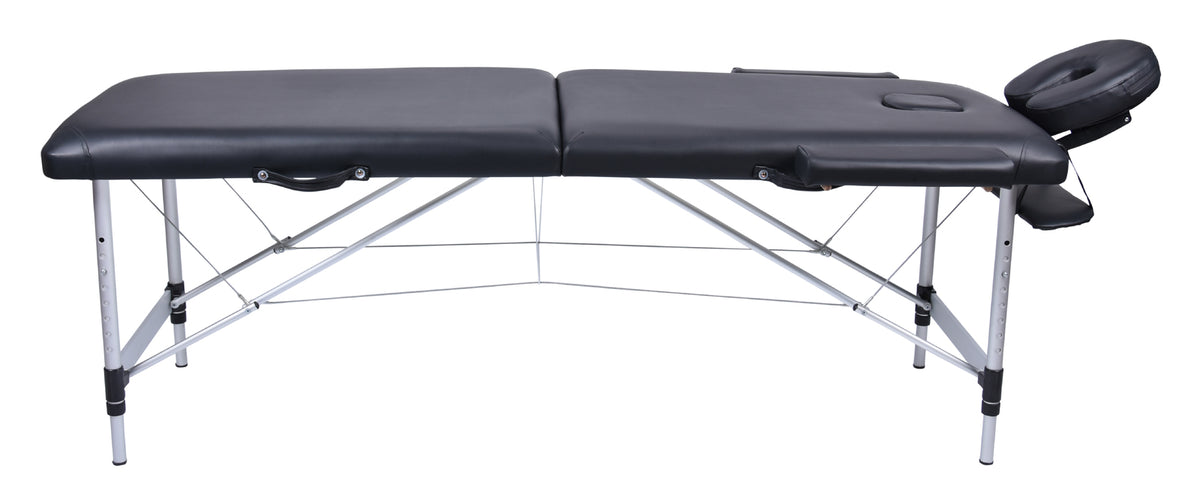 2-Fold Portable Massage Table - Aluminium - Black