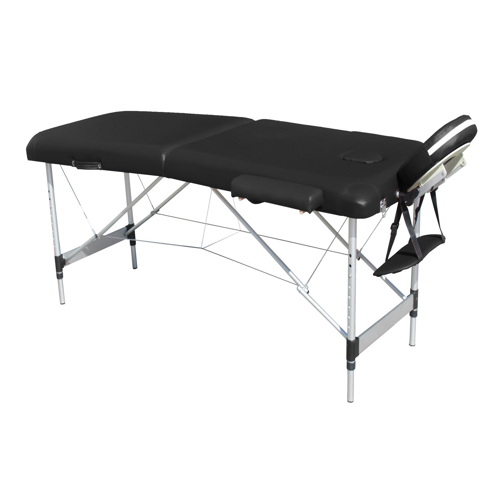 2-Fold Portable Massage Table - Aluminium - Black