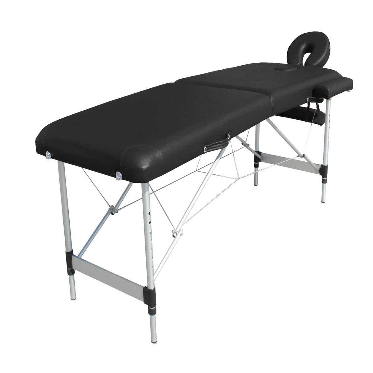 2-Fold Portable Massage Table - Aluminium - Black