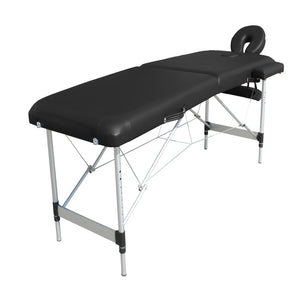 2-Fold Portable Massage Table - Aluminium - Black