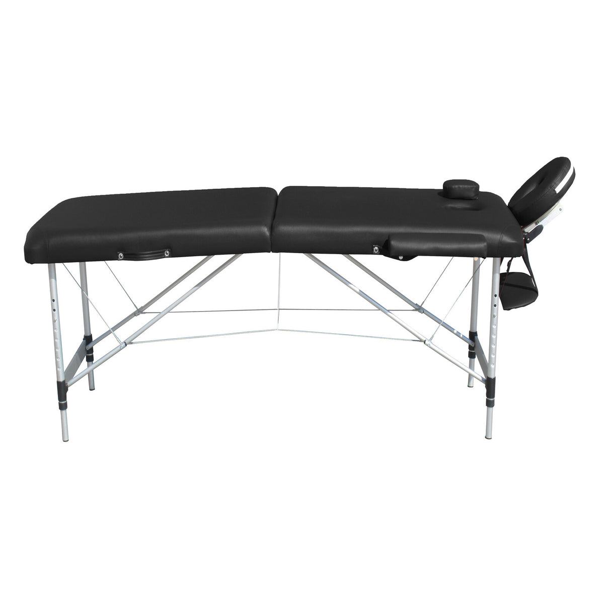 2-Fold Portable Massage Table - Aluminium - Black