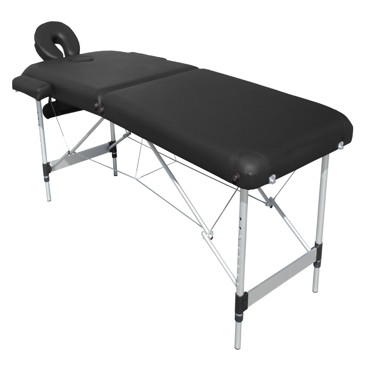 2-Fold Portable Massage Table - Aluminium - Black