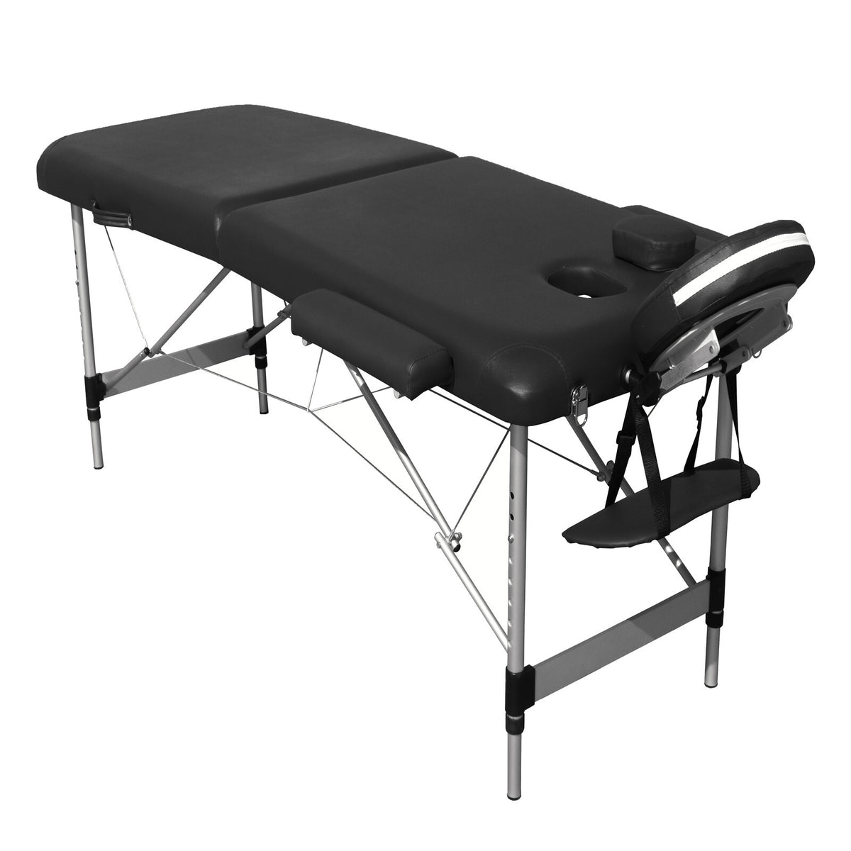 2-Fold Portable Massage Table - Aluminium - Black